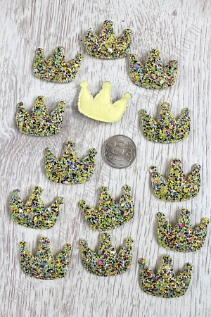 Патч 3D, россыпь пайеток &quot;Корона&quot; 3,7*3,2 см (20 шт) SF-1533, салатовый