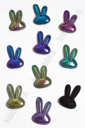 Патч кожзам 3D &quot;Зайка&quot; 2,8*4 см (10 шт) SF-2970, черный хамелеон