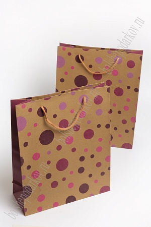 Пакет крафтовый с рисунком &quot;Горошек&quot; 26*32*10 см (12 шт) SF-7171, №2