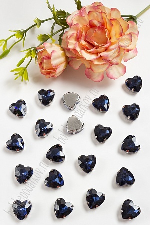 Стразы пришивные 12 мм &quot;Сердечко&quot; (10 шт) SF-3716, темно-синий №11