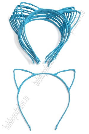 Ободки &quot;Ушки&quot; 5 мм ткань (10 шт) SF-1126, бирюзовый