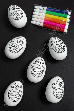 Пасхальный декор &quot;Яйца с фломастерами&quot; 4*6 см (6 шт) SF-5013