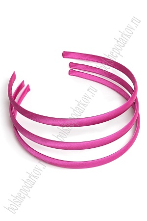 Ободки 1 см, пластик. с атласной тканью (20 шт) SF-1465, фукси №028