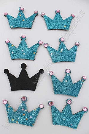 Патч с декором стразы 6*4 см &quot;Корона&quot; (10 шт) SF-1876, бирюзовый