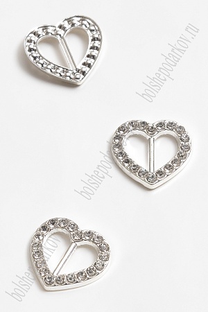 Пряжка со стразами (5 шт) 19 мм &quot;Сердце&quot; SF-2046