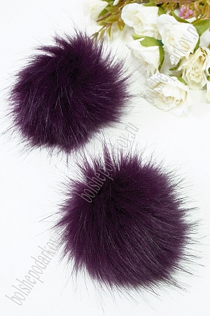 Помпоны меховые, искусственные (2 шт) SF-3954, темно-фиолетовый