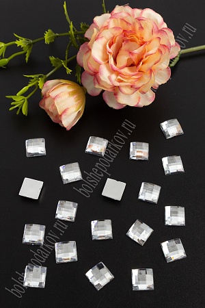 Стразы граненые 10 мм, квадратные (100 шт) SF-403, серебро