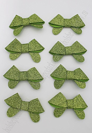 Патч с блестками 7*2,5 см &quot;Бантик&quot; (10 шт) SF-1872, салатовый