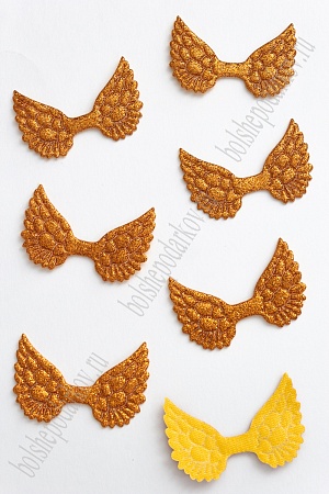 Патч с блестками 4,5*3 см &quot;Крылья&quot; (20 шт) SF-1899, медный