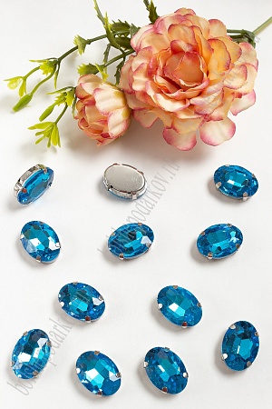 Стразы пришивные 18 мм &quot;Овал&quot; (20 шт) SF-3700, голубой №12