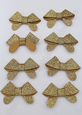 Патч с блестками 7*2,5 см &quot;Бантик&quot; (10 шт) SF-1872, светлое золото