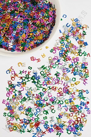 Пайетки &quot;Буквы&quot; 50 гр (SF-1140) ассорти