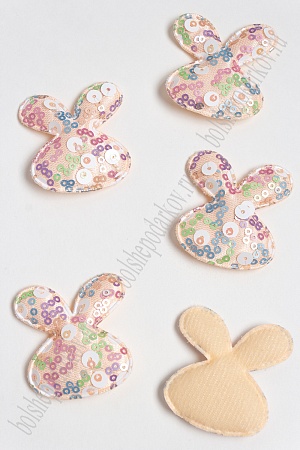 Патч с крупными пайетками &quot;Зайка&quot; 50*45 мм (10 шт) SF-2975, персиковый