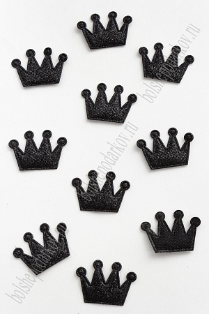 Патч с блестками 3*2,5 см &quot;Корона&quot; (50 шт) SF-1903, черный