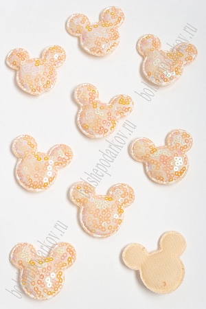 Патч с пайетками &quot;Мультик&quot; 4,2*3,5 см (10 шт) SF-2968, бежевый