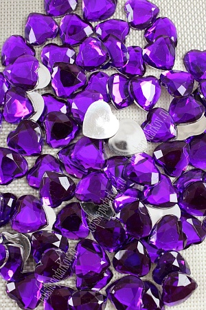 Стразы граненые 16 мм, сердце (50 шт) SF-380, темно-фиолетовый