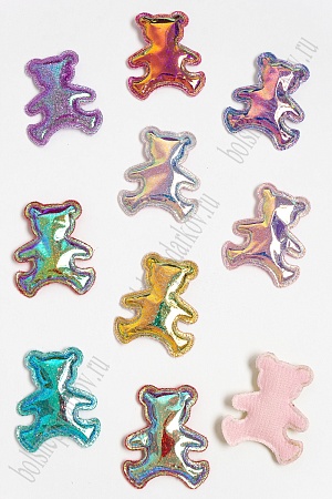 Патч глянец с блестками &quot;Мишка&quot; 4*3,5 см (30 шт) SF-2971, ассорти