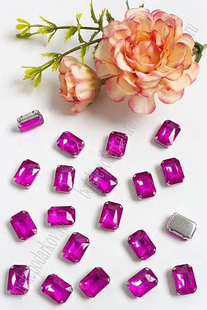 Стразы пришивные 14 мм &quot;Прямоугольник&quot; (20 шт) SF-3703, фукси №21