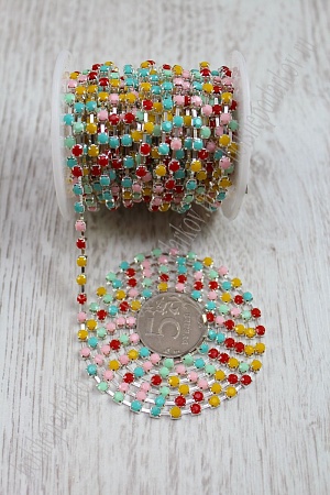 Стразы в бобине матовые 4 мм*10 ярд (SF-1648) разноцветные №2