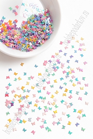 Пайетки &quot;Бабочки&quot; 4 мм*100 гр (SF-6090) ассорти