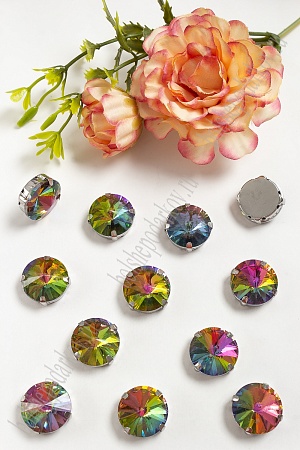 Стразы пришивные 16 мм &quot;Круг&quot; (20 шт) SF-3704, хамелеон №24