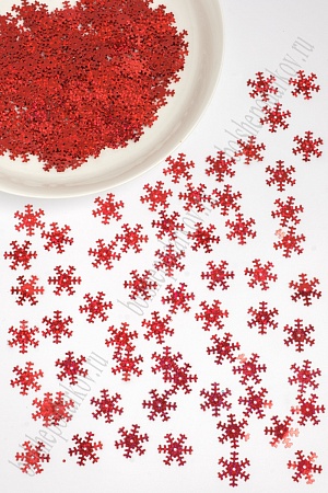 Пайетки &quot;Снежинки&quot; 1,8 см*500 гр. (SF-1134) красный №50103