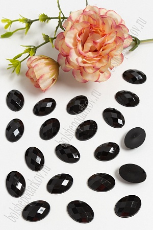 Стразы граненые 13*18 мм, овал (50 шт) SF-1611, черный