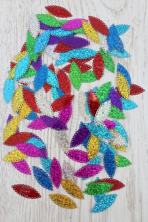 Пайетки 3,2*1,3 см &quot;Листок ажурный&quot; 50 гр (SF-1938) ассорти