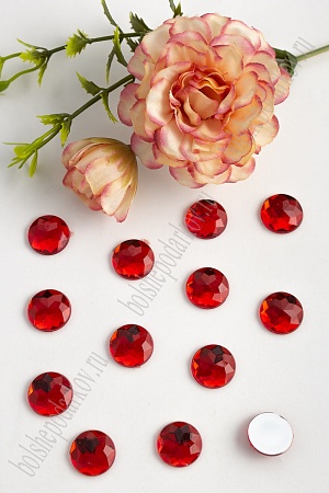 Стразы граненые 14 мм, круглые (500 шт) SF-1593, красный №6