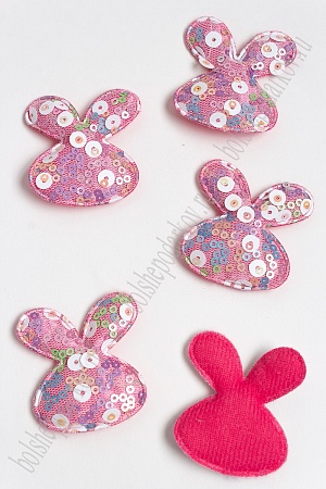 Патч с крупными пайетками &quot;Зайка&quot; 50*45 мм (10 шт) SF-2975, фукси