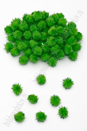 Помпоны с люрексом 15 мм (200 шт) SF-1168, салатовый