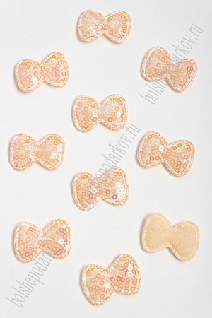 Патч с пайетками &quot;Бантик&quot; 3,5*2,5 см (10 шт) SF-2968, бежевый