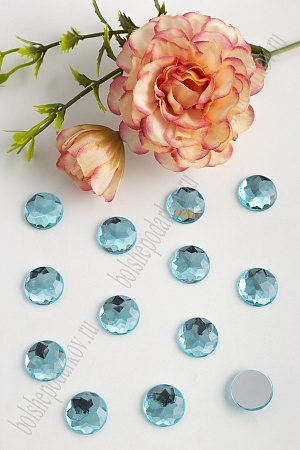 Стразы граненые 14 мм, круглые (50 шт) SF-1593, голубой №8