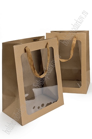 Пакет крафтовый с окошком 35*25*16 см (12 шт) SF-7486