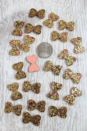 Патч с пайетками &quot;Бантик&quot; 2,5*1,7 см (30 шт) SF-1530, золото