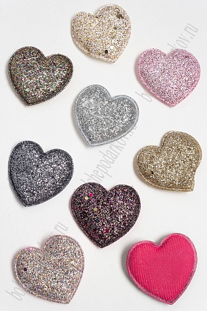 Патч 3D с блестками &quot;Сердечко&quot; 5,2*5 см (30 шт) SF-3163, ассорти