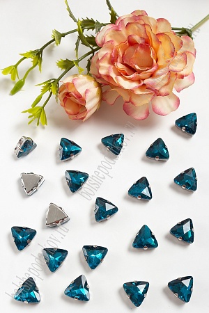Стразы пришивные 12 мм &quot;Треугольник&quot; (10 шт) SF-3766, темно-бирюзовый №8