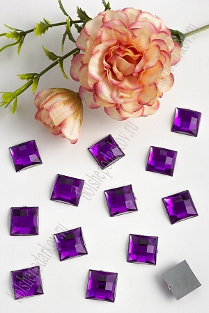 Стразы граненые 14 мм, квадратные (50 шт) SF-405, темно-фиолетовый