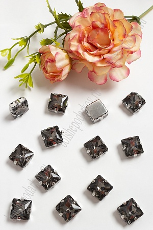 Стразы пришивные 12 мм &quot;Квадрат&quot; (20 шт) SF-3710, графитовый №2