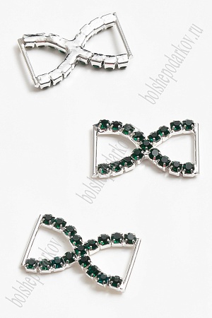 Пряжка декоративная со стразами 26*15 мм (5 шт) SF-2058, изумрудный