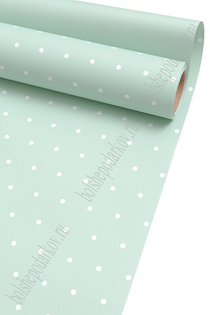 Пленка для цветов в рулоне &quot;Горошек&quot; 58 см*10 м (SF-7064) аквамариновый №085