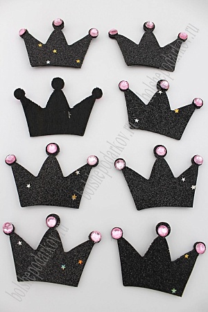 Патч с декором стразы 6*4 см &quot;Корона&quot; (10 шт) SF-1876, черный