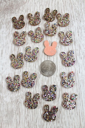 Патч с пайетками &quot;Зайчик&quot; 2,5*2 см (20 шт) SF-1531, серебро