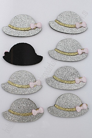 Патч с декором бантик 5,5*3,5 см &quot;Шляпка&quot; (10 шт) SF-1875, серебро