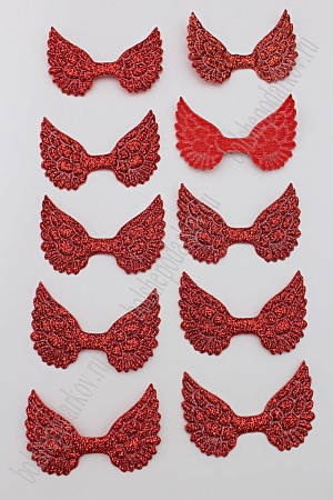 Патч с блестками 4,5*3 см &quot;Крылья&quot; (20 шт) SF-1899, красный