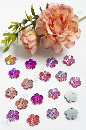 Стразы &quot;Цветок&quot; 15 мм (1000 шт) SF-804, фукси радужный