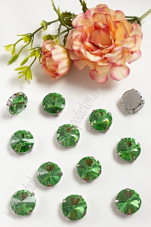 Стразы пришивные 16 мм &quot;Круг&quot; (20 шт) SF-3704, салатовый №7