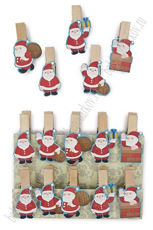 Набор декоративных прищепок &quot;Дед Мороз&quot; (10 шт) SF-6137