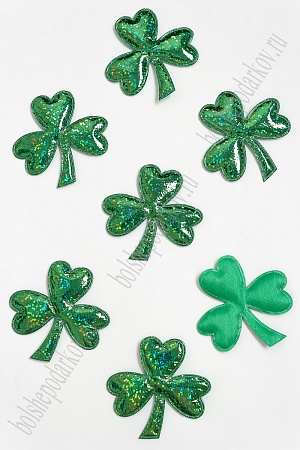 Патч &quot;Клевер, голографик&quot; 5,7*5,6 см (50 шт) SF-3791, зеленый