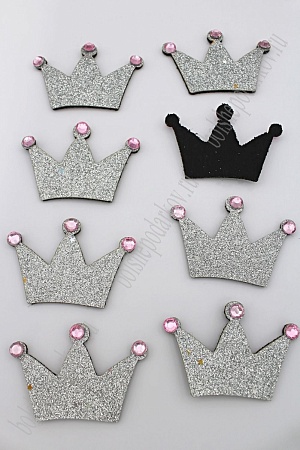 Патч с декором стразы 6*4 см &quot;Корона&quot; (10 шт) SF-1876, серебро